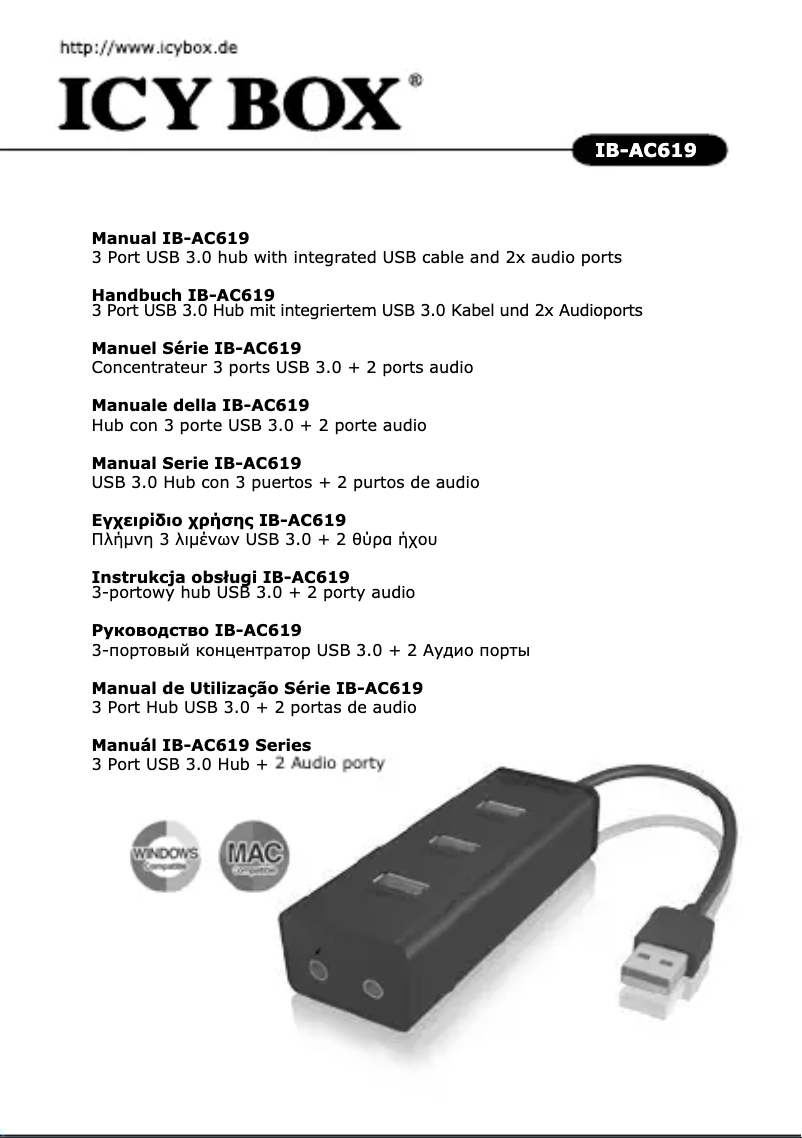 First page image of the manual for IB-AC619