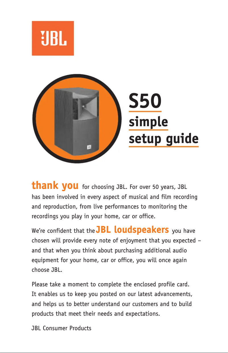 Page 1 of the manual User Manual JBL S50
