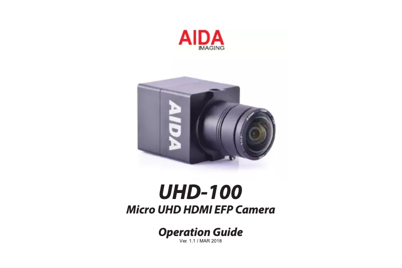 First page image of the manual for UHD-100