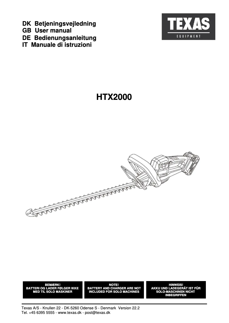 Page 1 of the manual User Manual Texas HTX2000