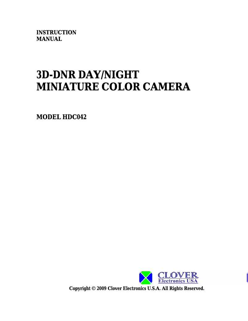 Page 1 of the manual User Manual Clover Electronics HDC042