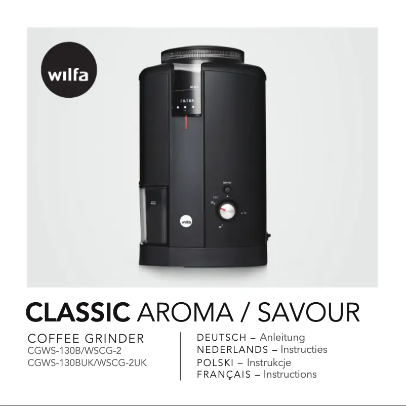 Page 1 of the manual User Manual Wilfa Svart Nymalt WSCG-2