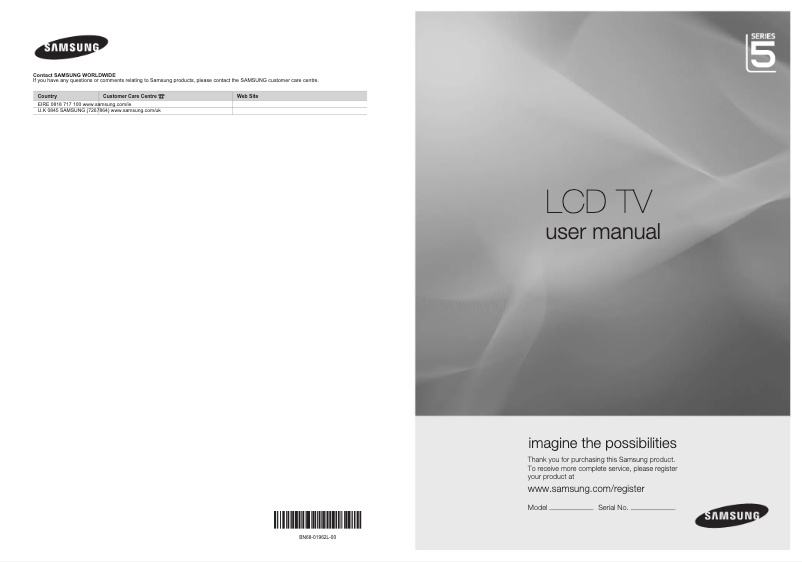 Page 1 of the manual User Manual Samsung LE-32B550A5WQXU