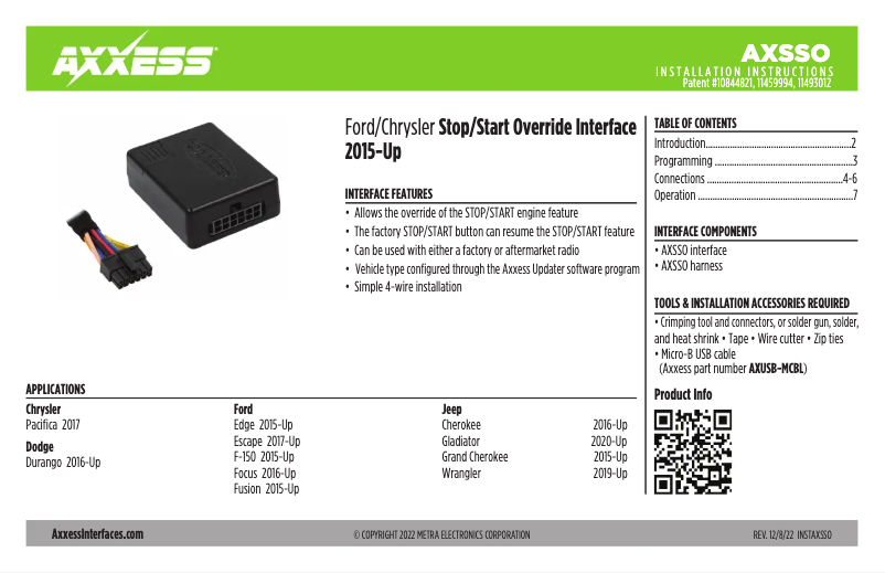 Page 1 of the manual User Manual AXESS AXSSO