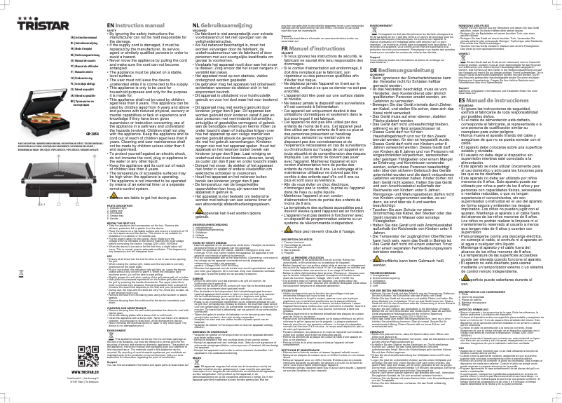 Page 1 of the manual User Manual TriStar GR-2854
