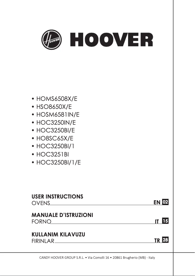 Page 1 of the manual User Manual Hoover HOMS6508X/E