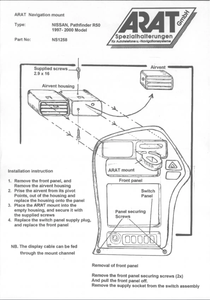 First page image of the manual for NS1258