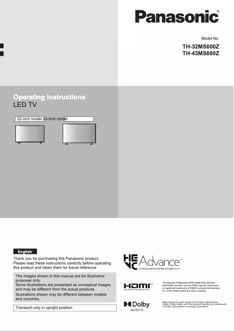 First page image of the manual for TH-32MS600Z