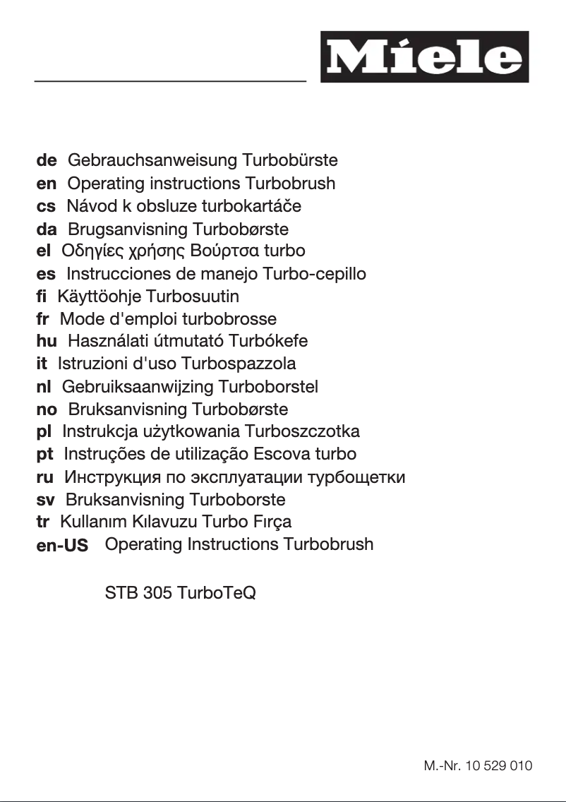 Page 1 of the manual User Manual Miele TurboTeq STB 305-3