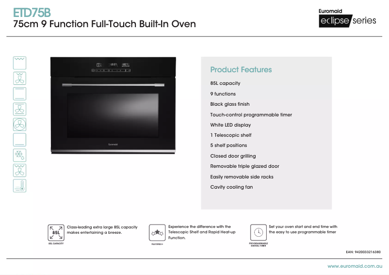 First page image of the manual for ETD75B