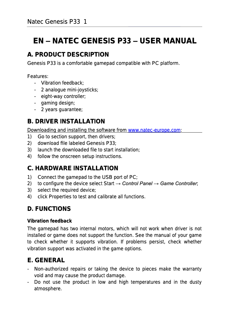 First page image of the manual for P33