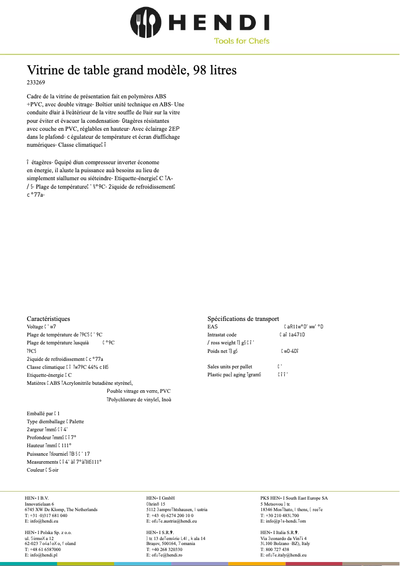 Page 1 of the manual Technical Sheet Arktic 233269