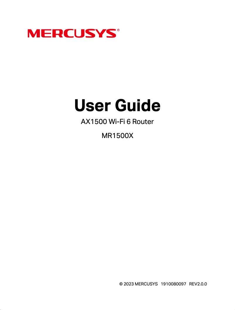 Image de la première page du manuel de l'appareil MR1500X