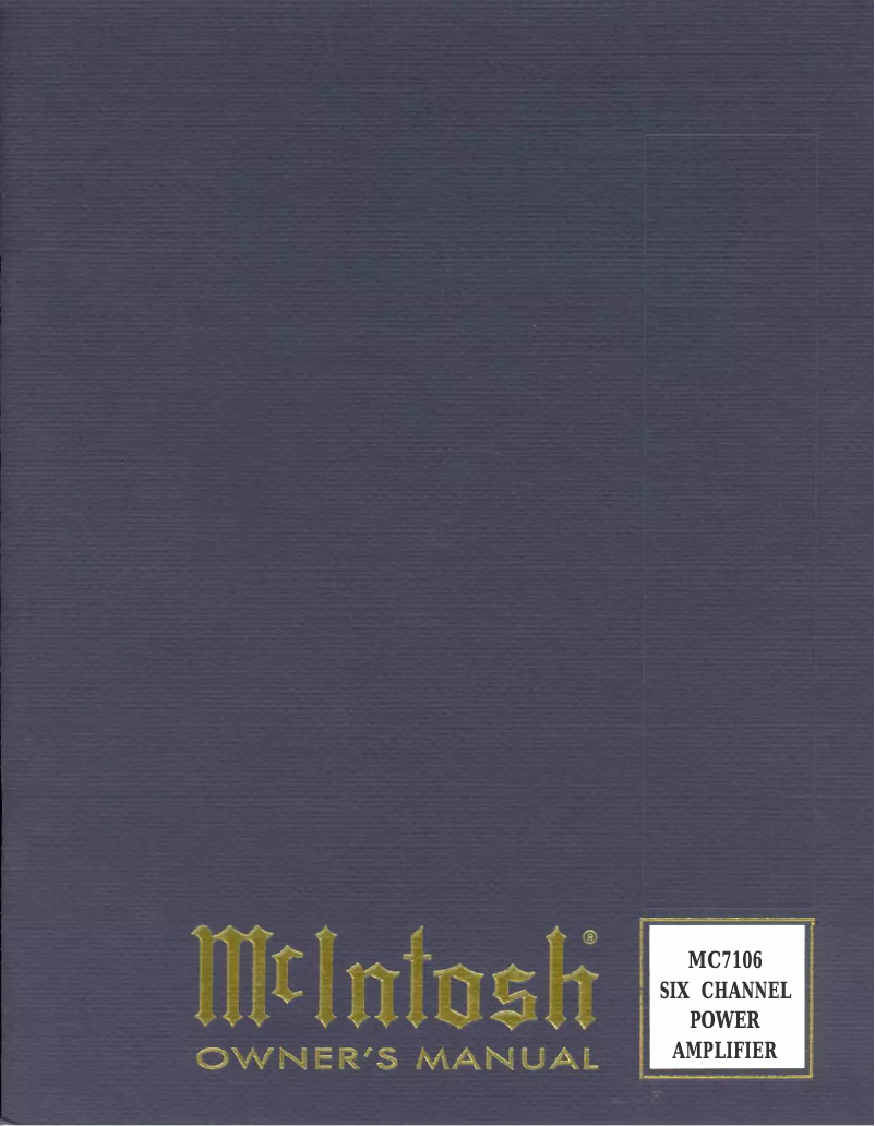Page 1 of the manual User Manual McIntosh MC-7106