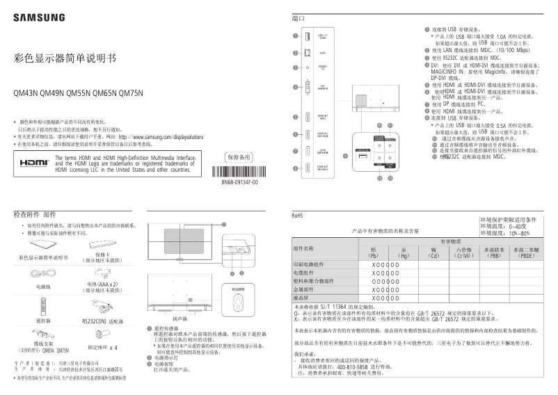 First page image of the manual for QM55N