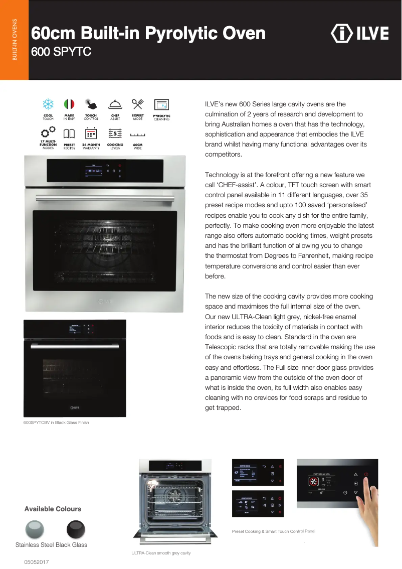 Page 1 of the manual Technical Sheet Ilve 600SPYTCI