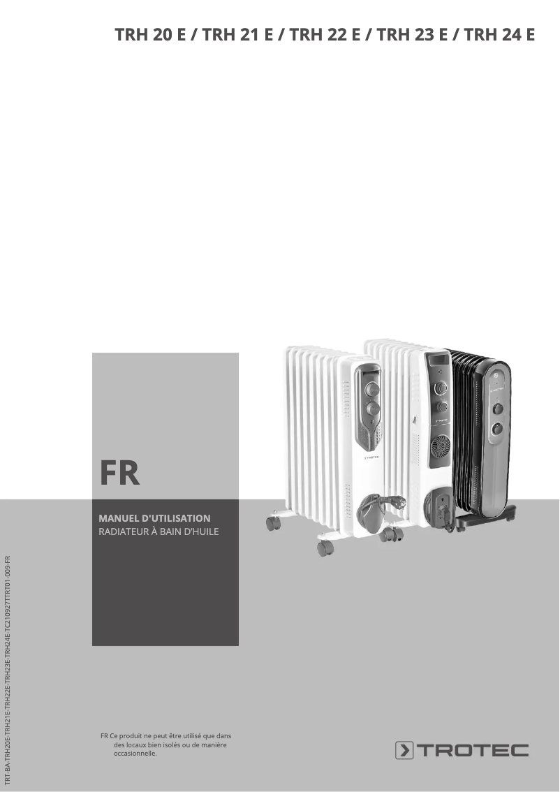 First page image of the manual for TRH 22 E