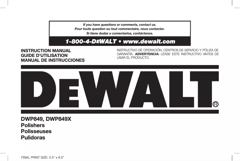Page 1 of the manual User Manual DeWalt DWP849