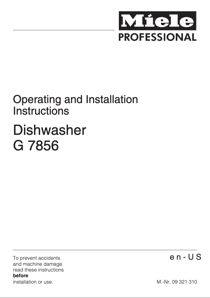 Page 1 of the manual User Manual Miele G 7856