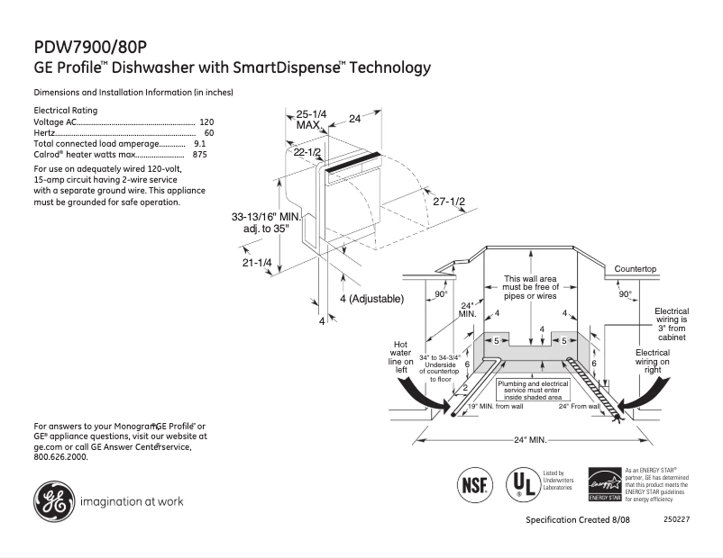 First page image of the manual for Profile PDW7900PWW