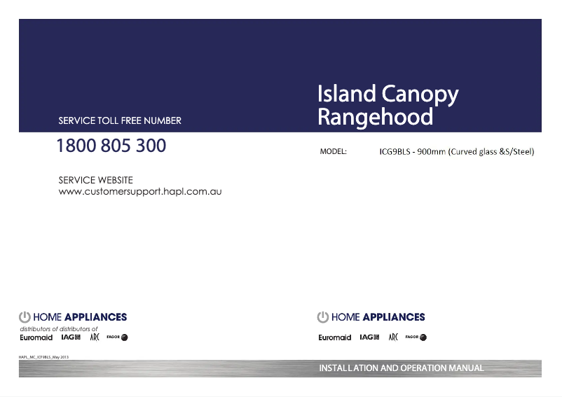 First page image of the manual for ICG9BLS