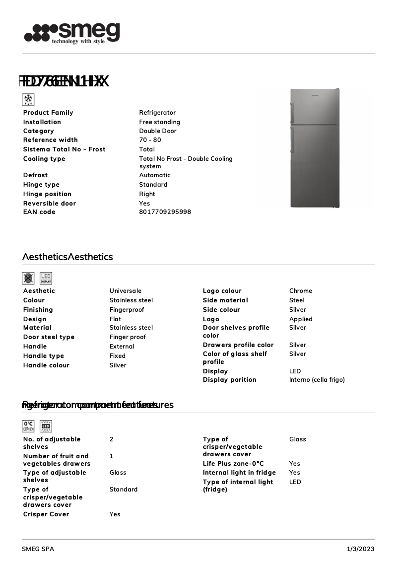 Page 1 of the manual Brochure Smeg FD76EN1HX
