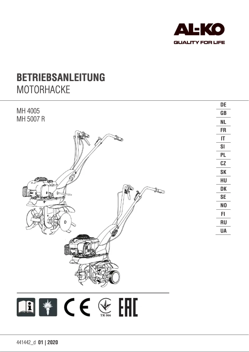 First page image of the manual for MH 5007