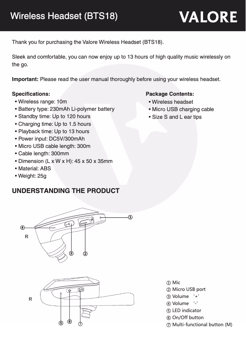 First page image of the manual for BTS18