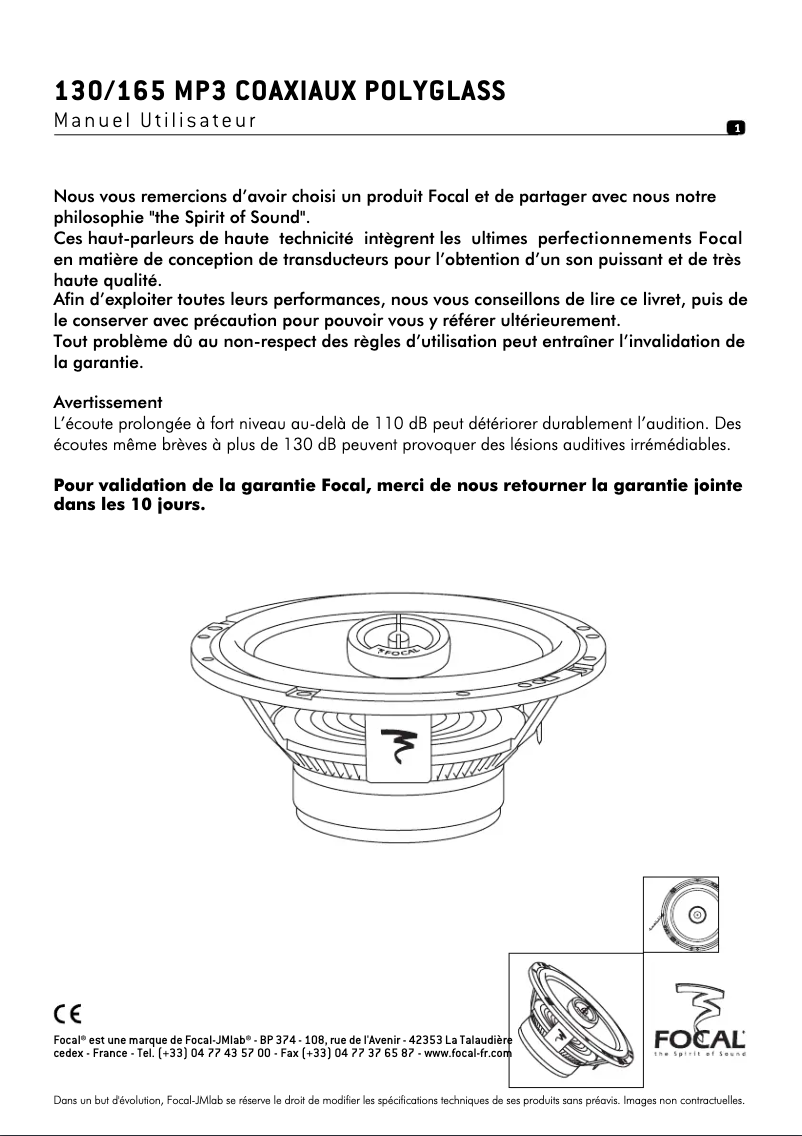 First page image of the manual for 130 MP3