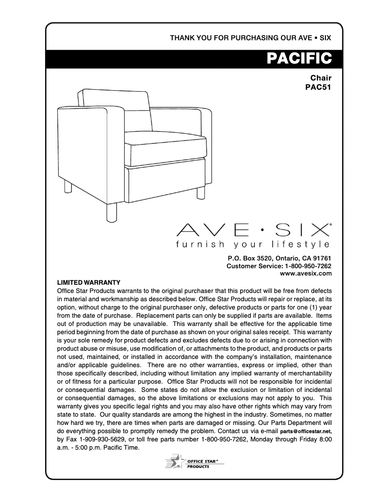 Page 1 of the manual User Manual Ave Six Pacific PAC51R107