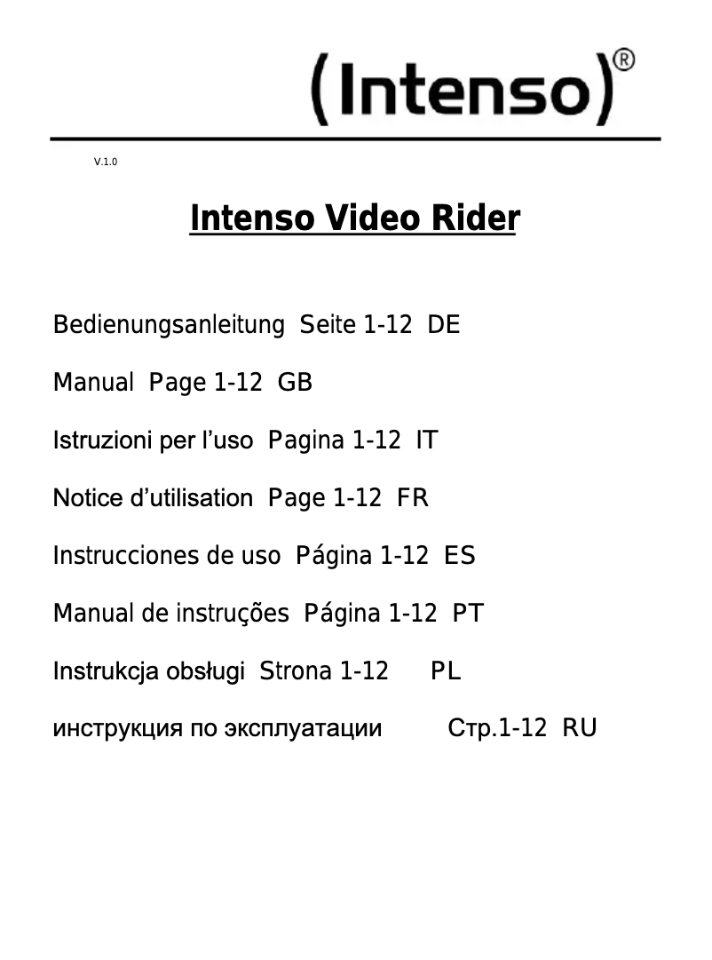 Page 1 of the manual User Manual Intenso Video Rider