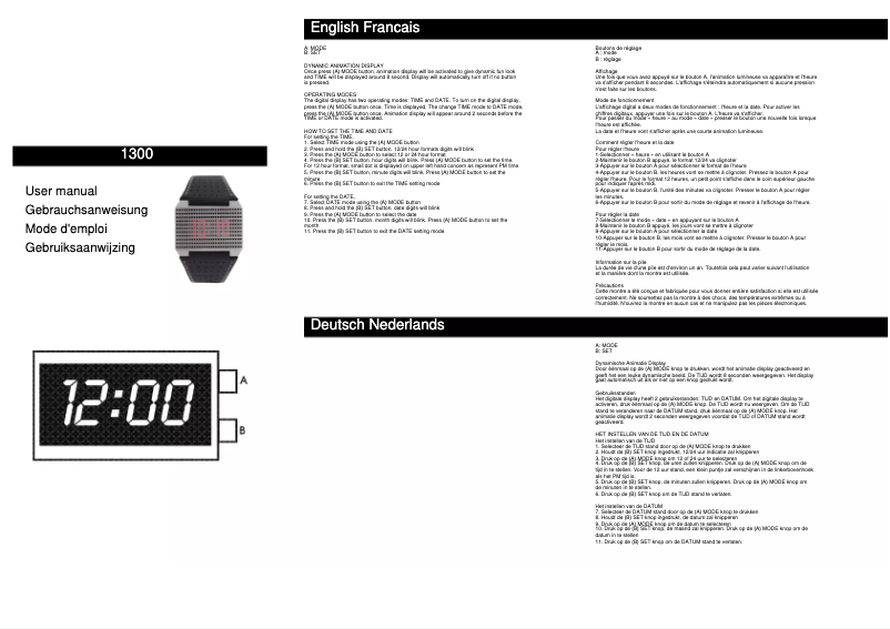 First page image of the manual for 1300