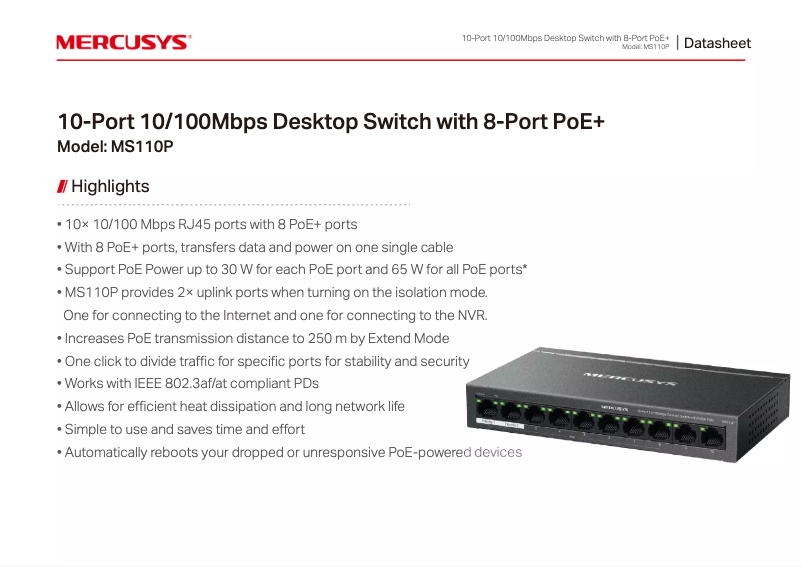 Image de la première page du manuel de l'appareil MS110P