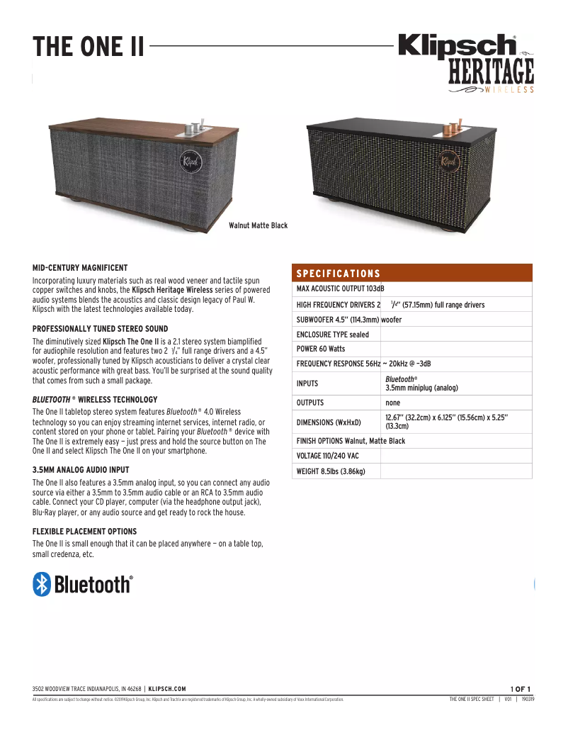 First page image of the manual for The One II