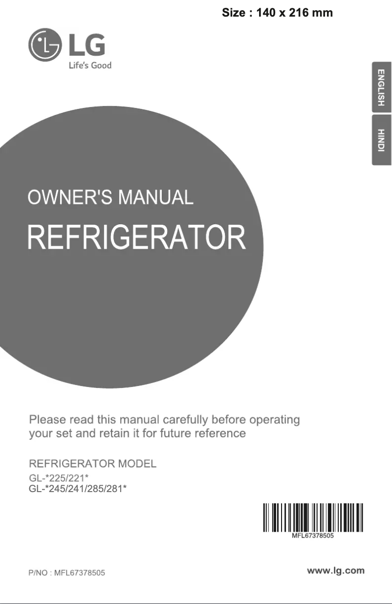First page image of the manual for GL-B281BSAN