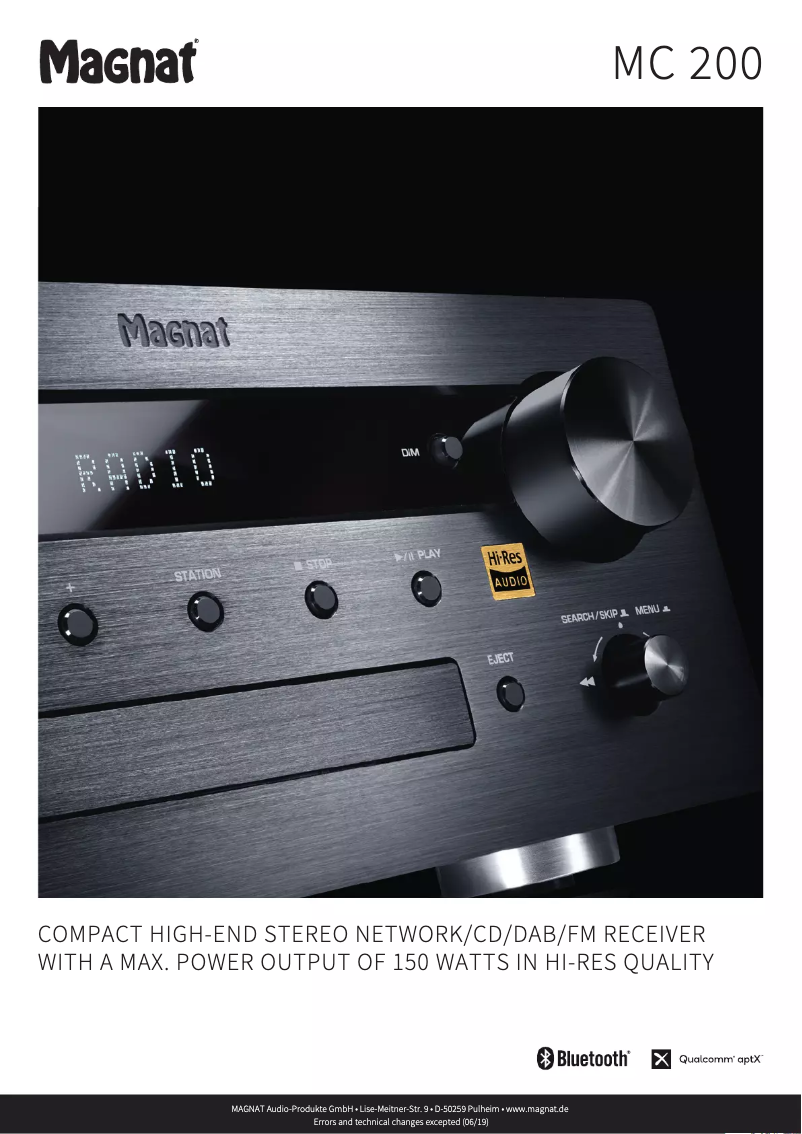 Page 1 of the manual Technical Sheet Magnat MC 200