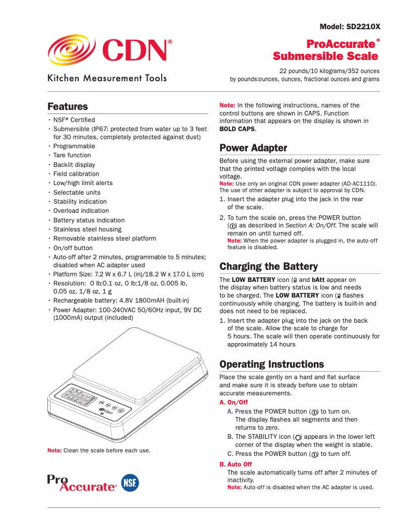 Page 1 of the manual User Manual CDN SD2210X