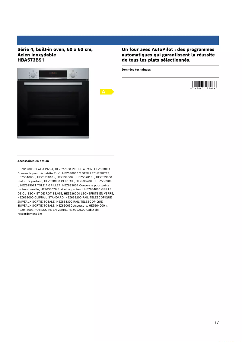 First page image of the manual for HBA573BS1