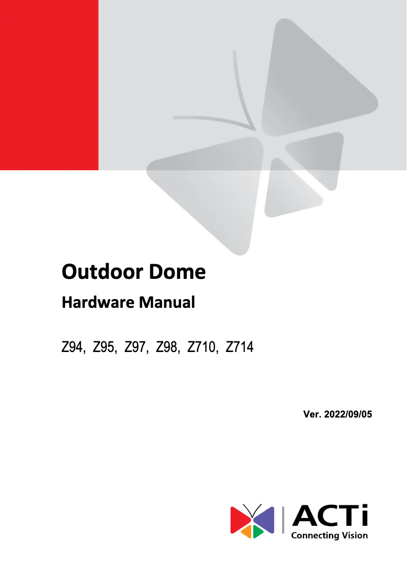 Page 1 of the manual User Manual ACTi Z95