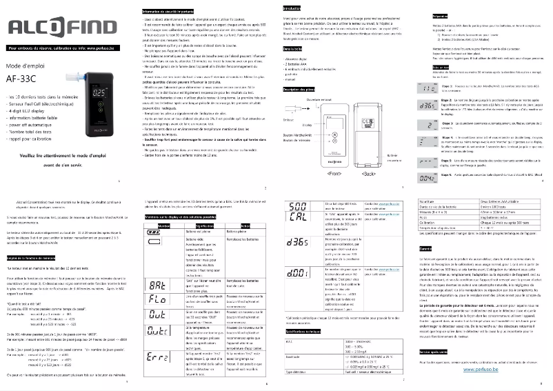 Page 1 of the manual User Manual Alcofind AF-33C