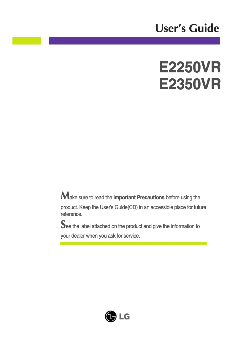 Page 1 of the manual User Manual LG E2250VR