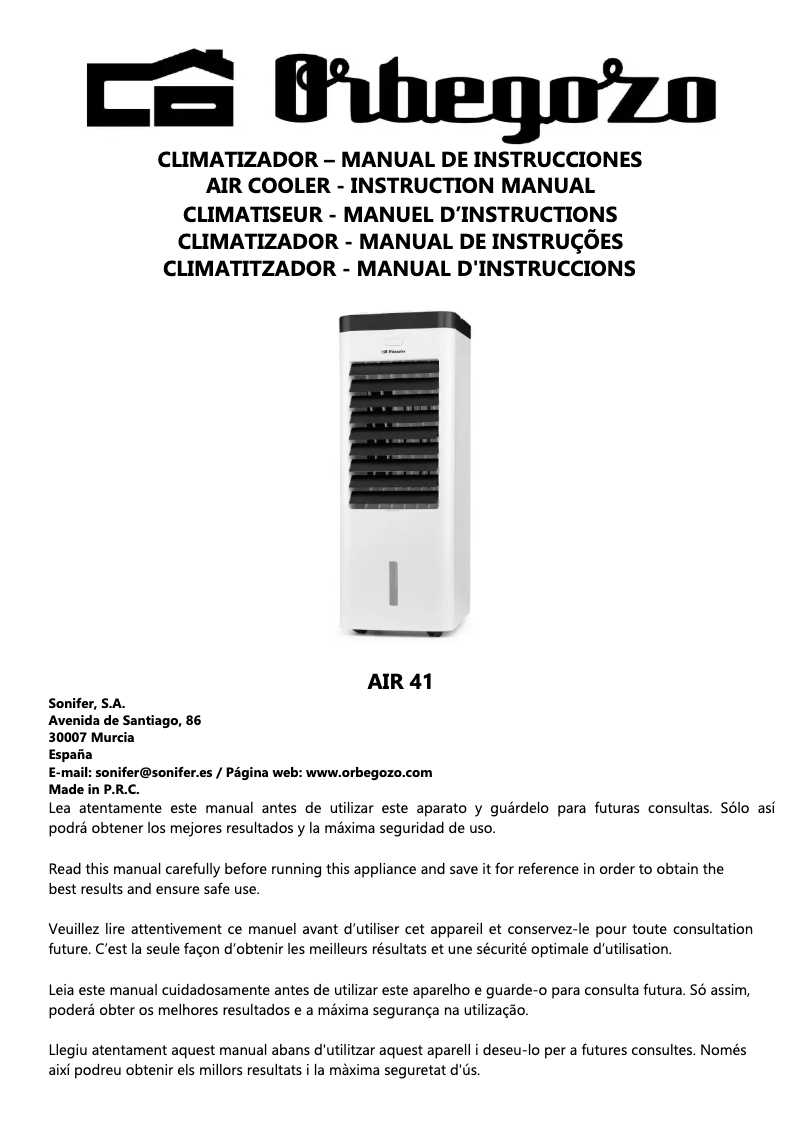 Image de la première page du manuel de l'appareil AIR 41