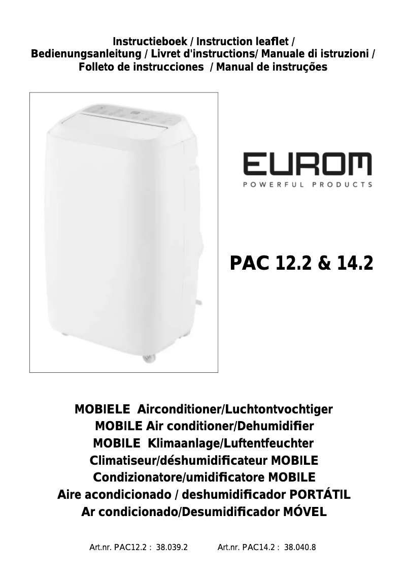 Image de la première page du manuel de l'appareil PAC 14.2