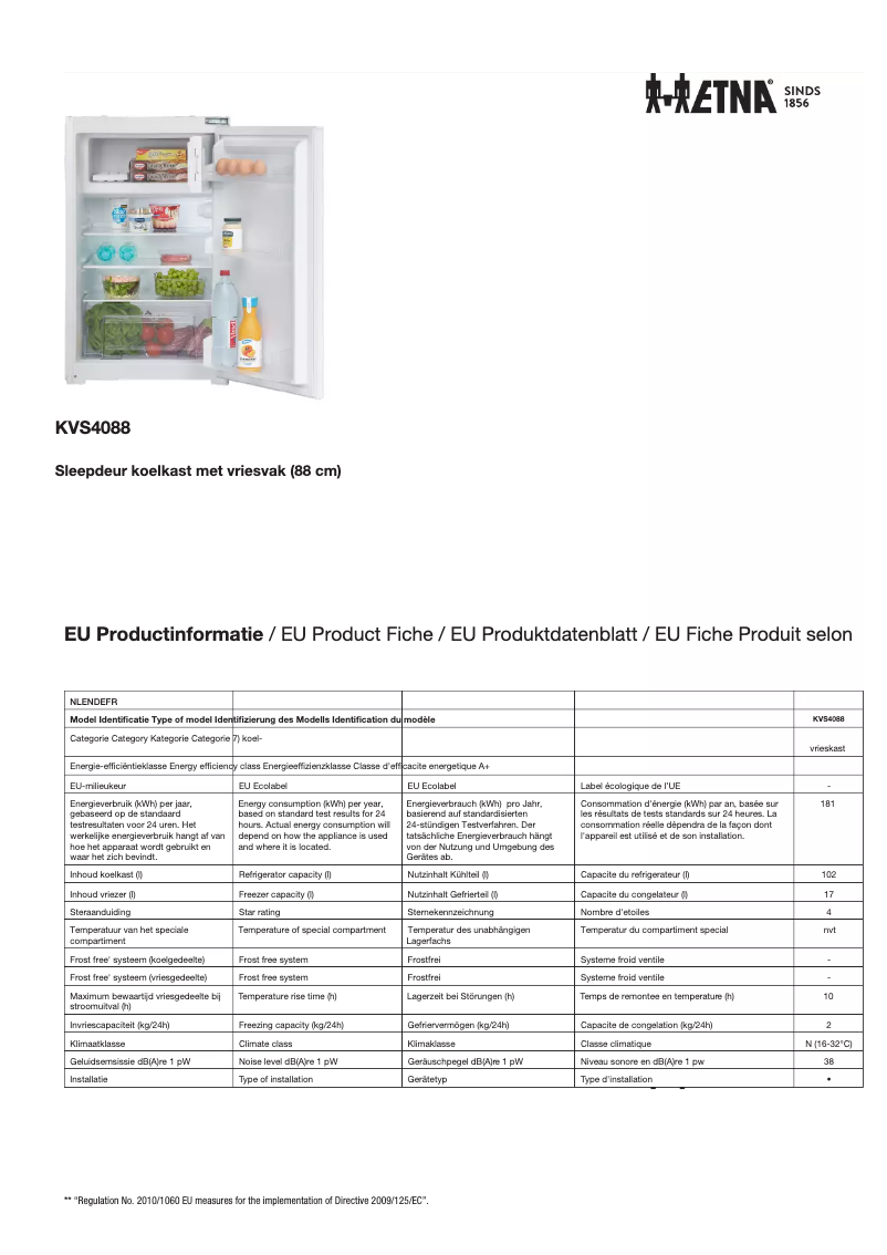 First page image of the manual for KVS4088