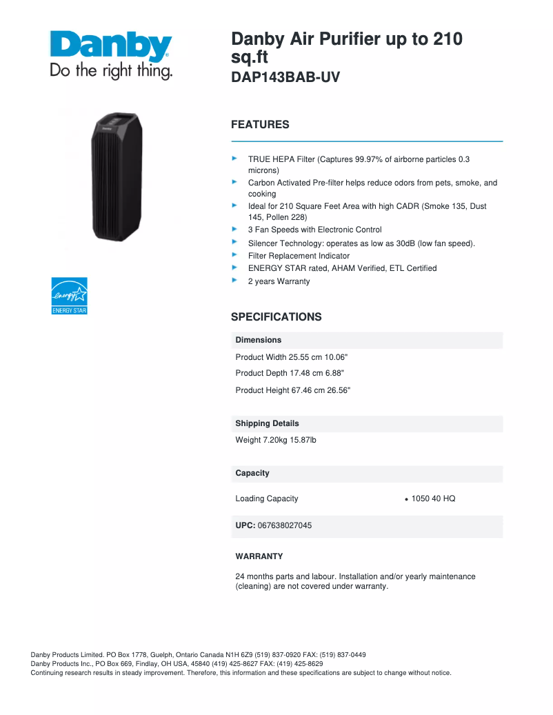 First page image of the manual for DAP143BAB-UV