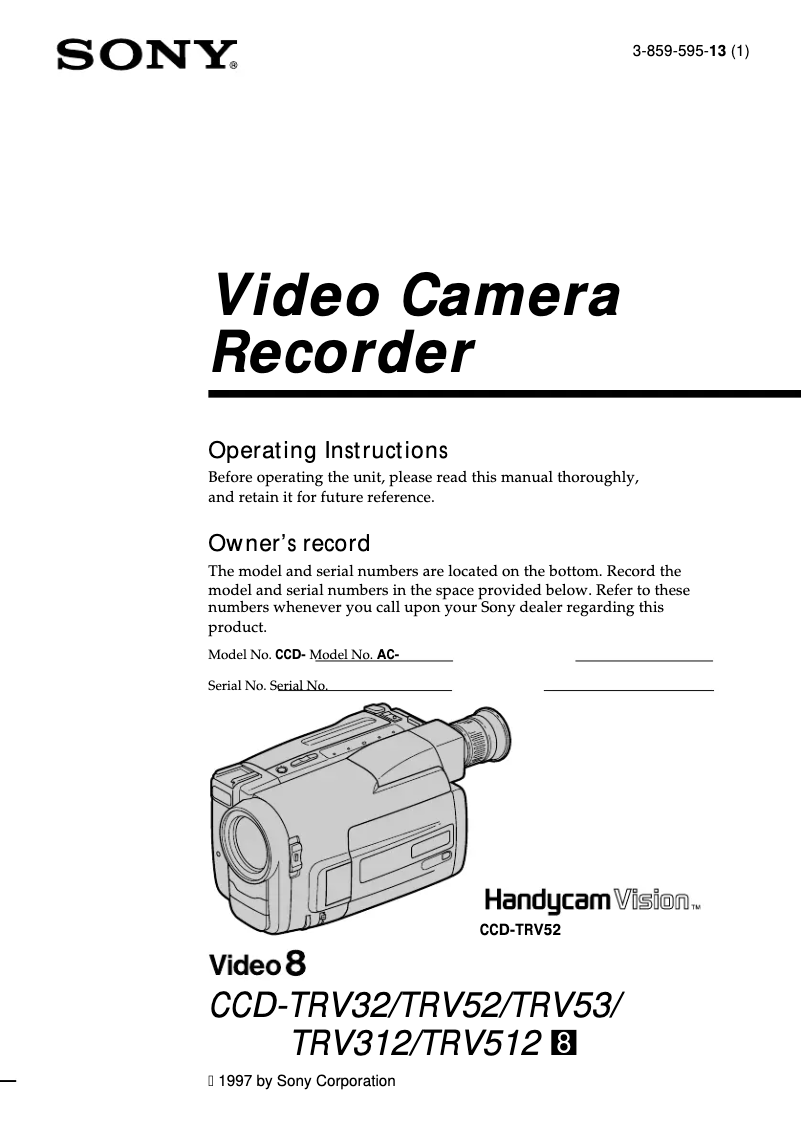 First page image of the manual for CCD-TRV512