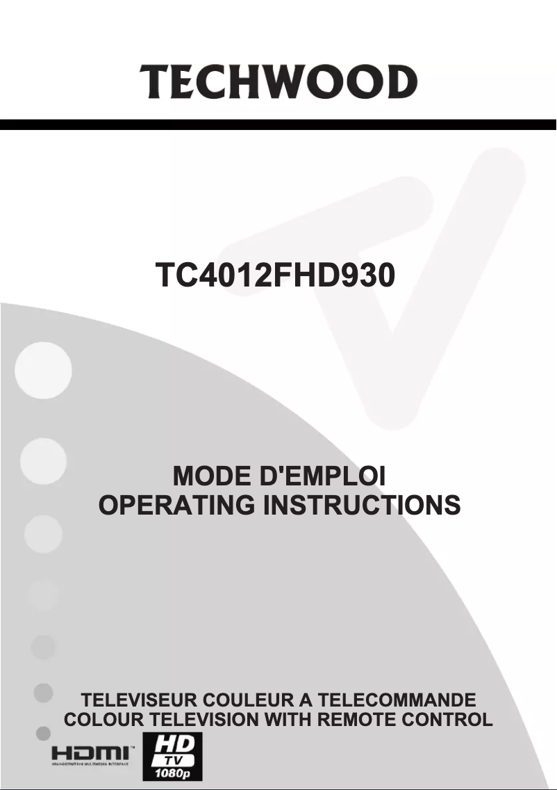 First page image of the manual for TC4012FHD930