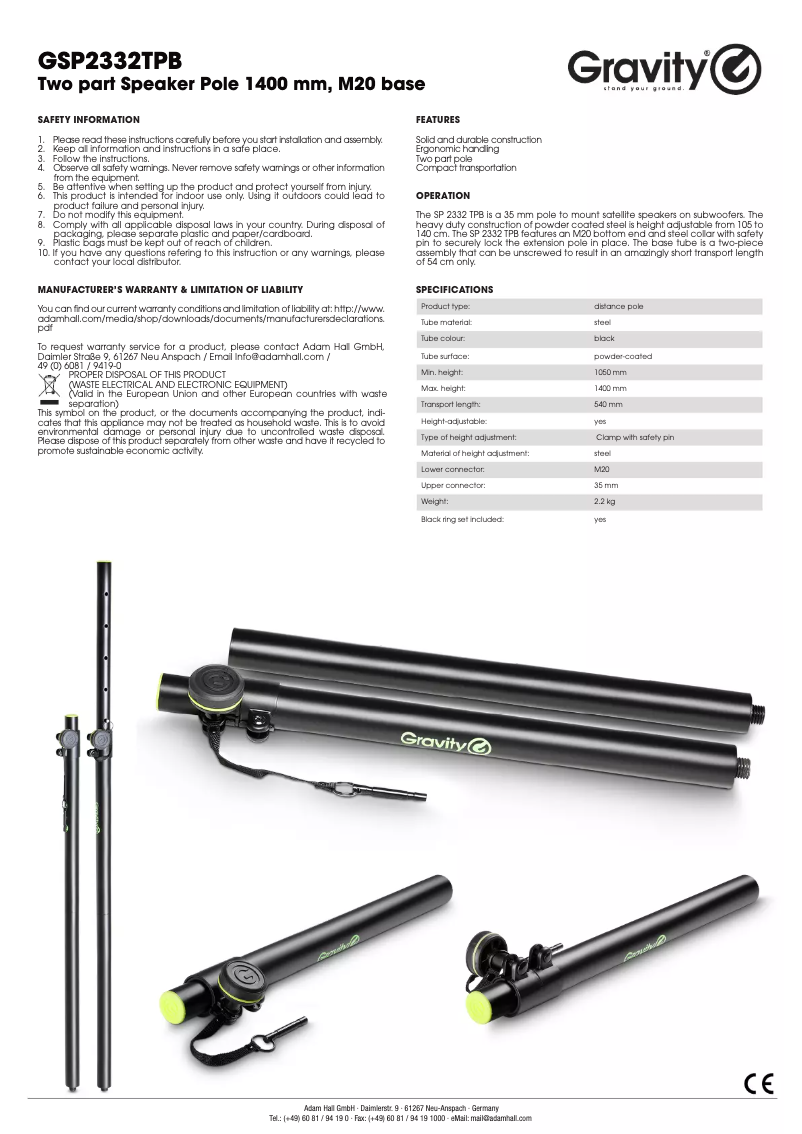 First page image of the manual for GSP2332TPB