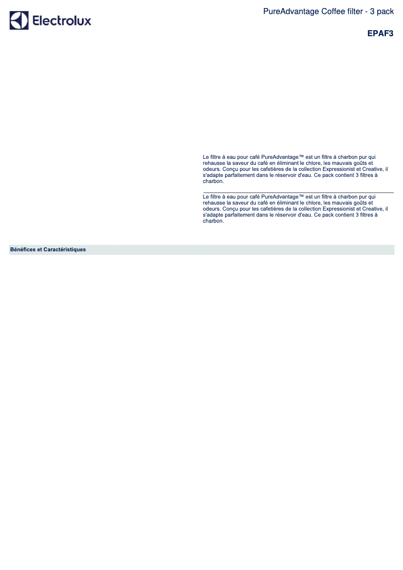 Page 1 of the manual User Manual Electrolux EPAF3