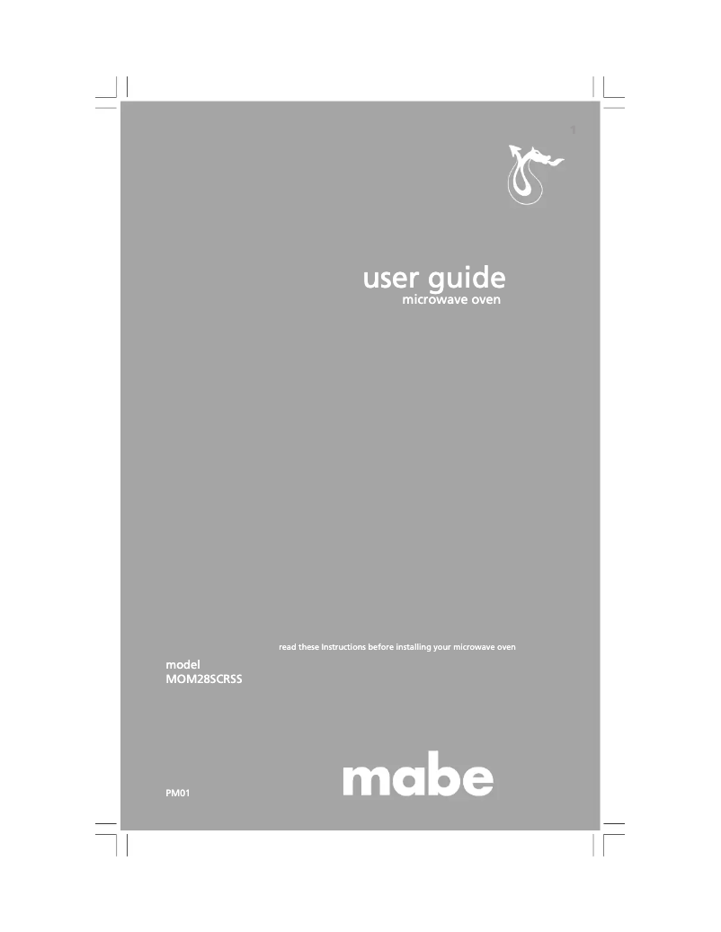 Page 1 of the manual User Manual Mabe MOM28SCRSS